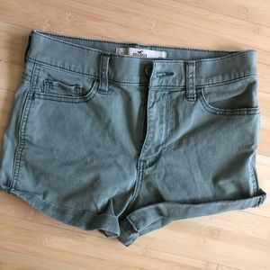 Sage-green high rise short shorts